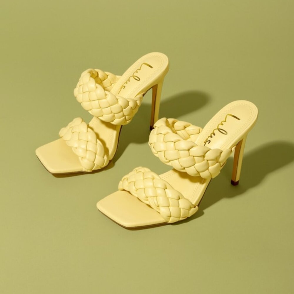 Lulus Kakee Yellow Woven High Heel Sandals - Size 9